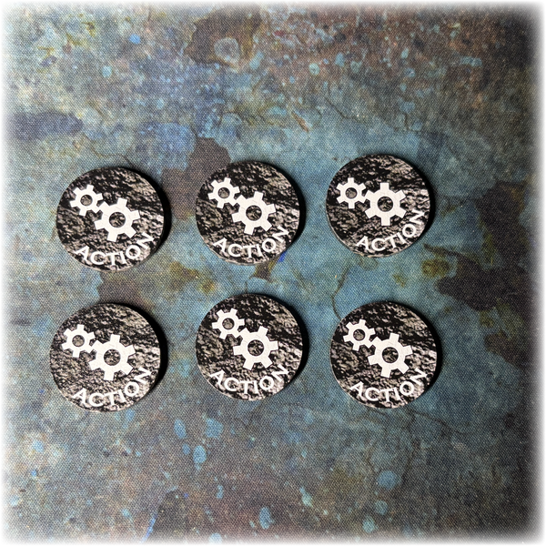 Action Acrylic Tokens (set of 6) - Full Colour - Dual Sided - 10th and 11th Edition