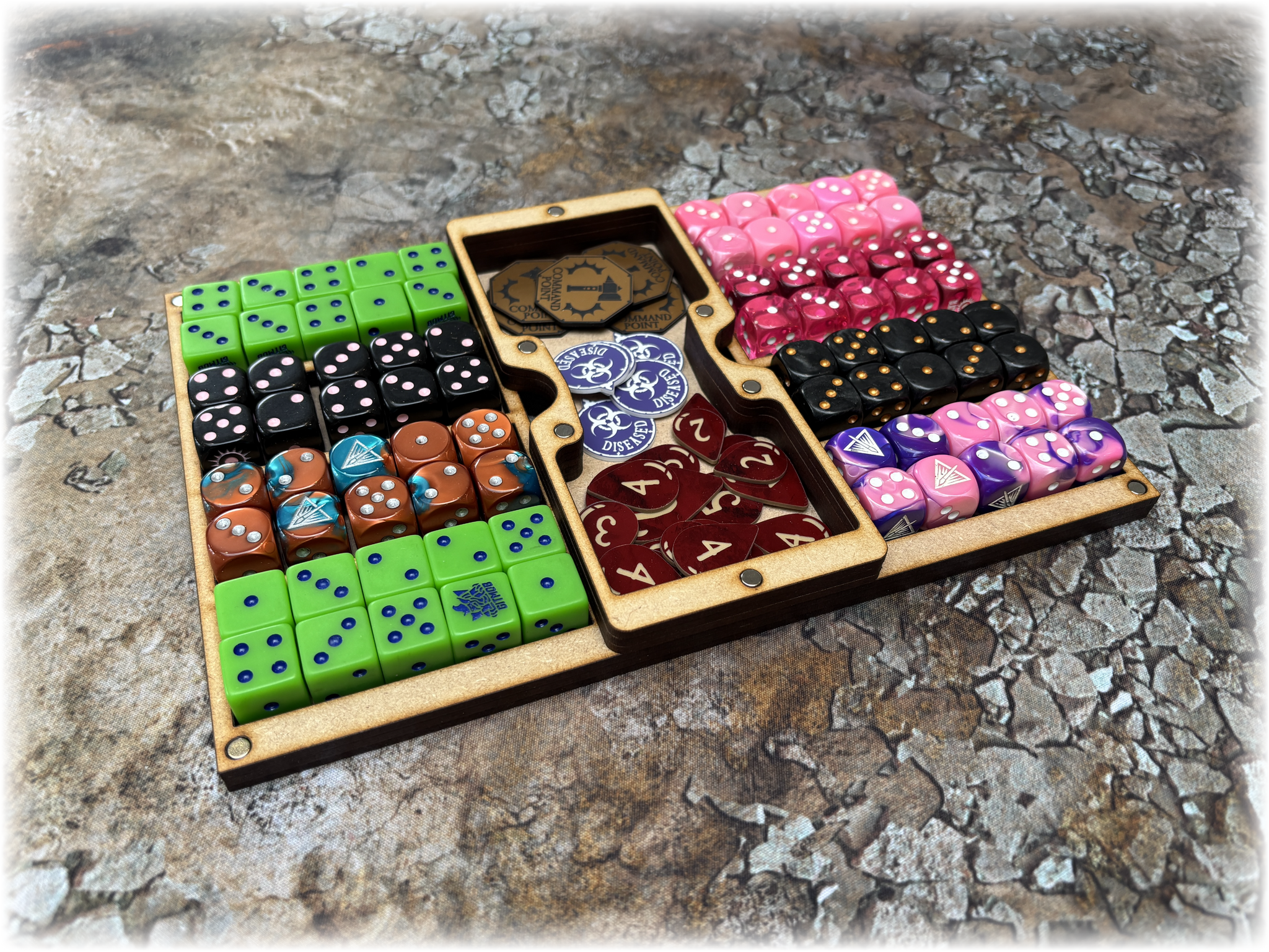 WarVault Modular Dice Holder – Tray Lift & Storage Add-On