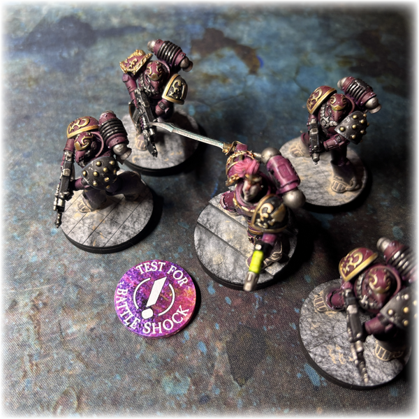 Battle Shock Acrylic Tokens (set of 5) - Full Colour - Dual Sided - 10th Edition 40k