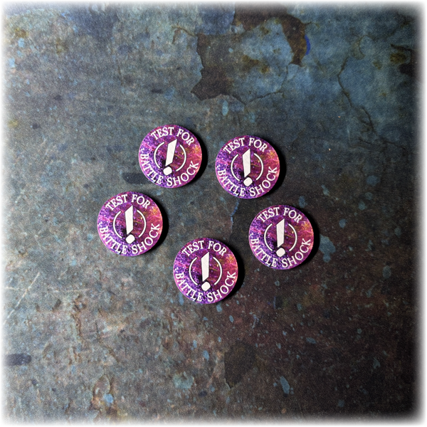 Battle Shock Acrylic Tokens (set of 5) - Full Colour - Dual Sided - 10th Edition 40k