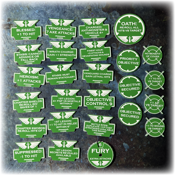 Dark Angelic Battle Brothers 10th Edition 40k Token Set