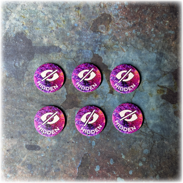 Hidden & Detected Acrylic Tokens (set of 6) - Full Colour - Dual Sided - 11th Edition