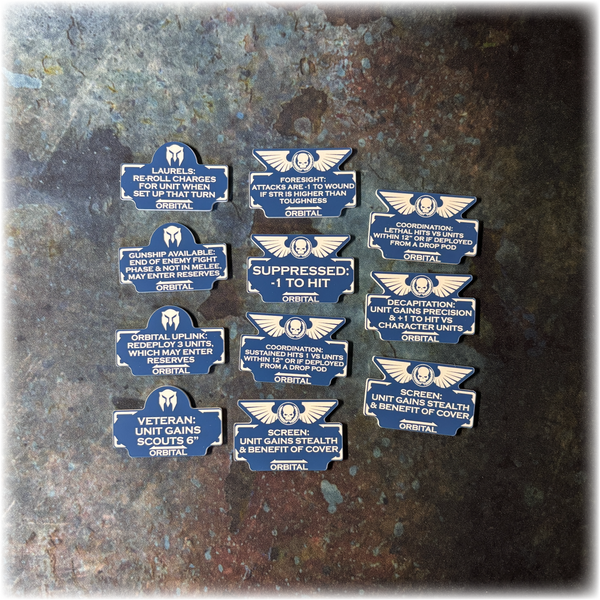 Battle Brothers - Orbital - 500 Planets - 10th Edition 40k Token Set