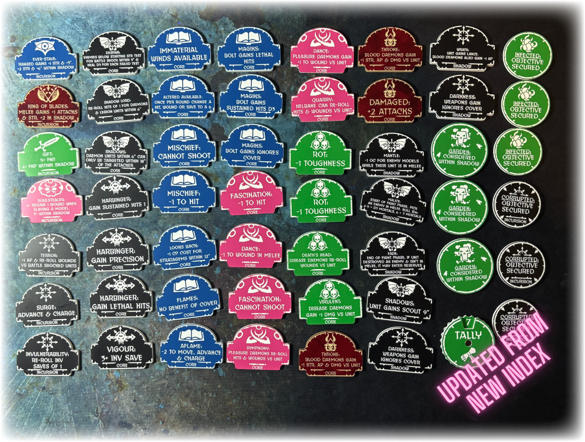 Chaotic Daemons 10th Edition 40k Index Token Set