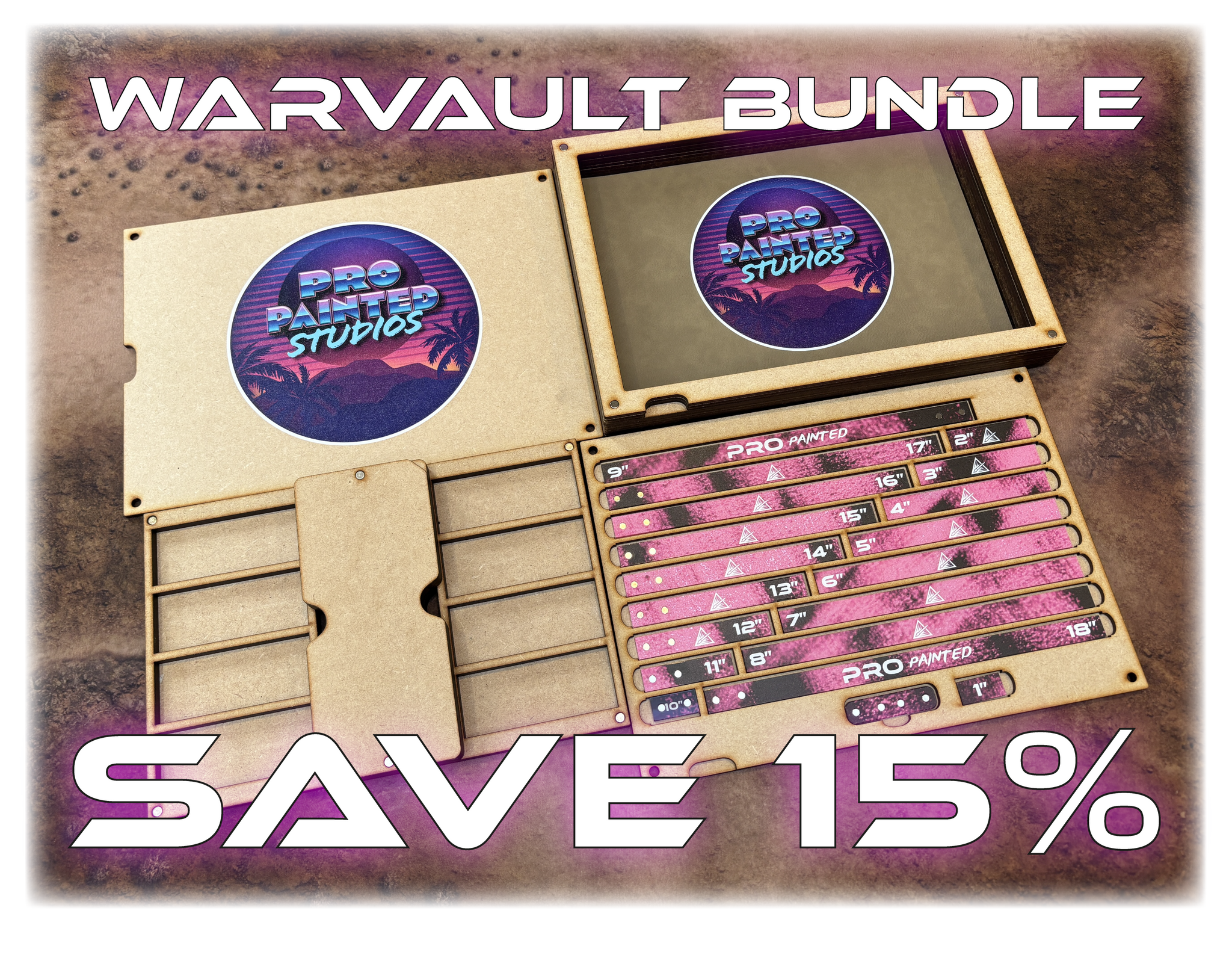 Bundle - WarVault Modular Dice Tray & Storage Box – with Measuring Sti ...