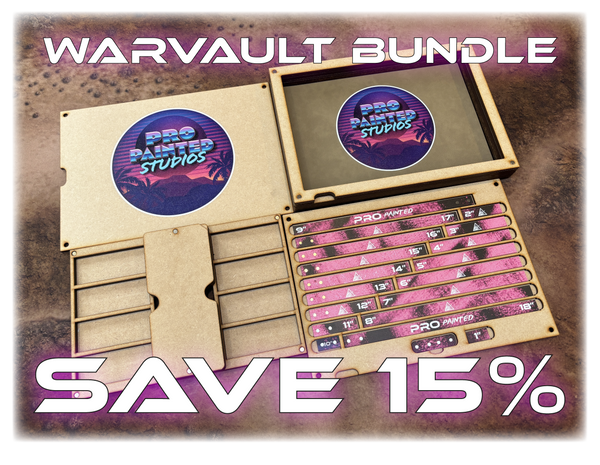 Bundle - WarVault Modular Dice Tray & Storage Box – with Measuring Sticks - Magnetized MDF Organizer