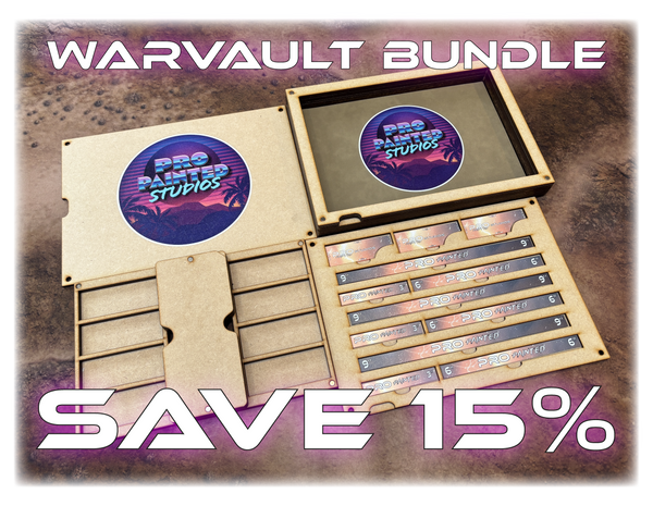 Bundle - WarVault Modular Dice Tray & Storage Box – with Measuring Sticks - Magnetized MDF Organizer