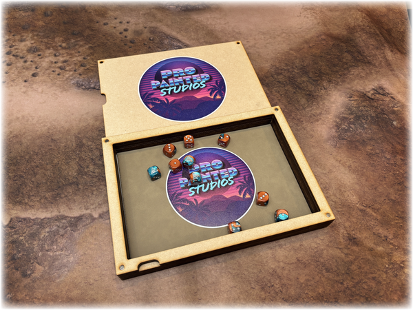 Bundle - WarVault Modular Dice Tray & Storage Box – with Measuring Sticks - Magnetized MDF Organizer