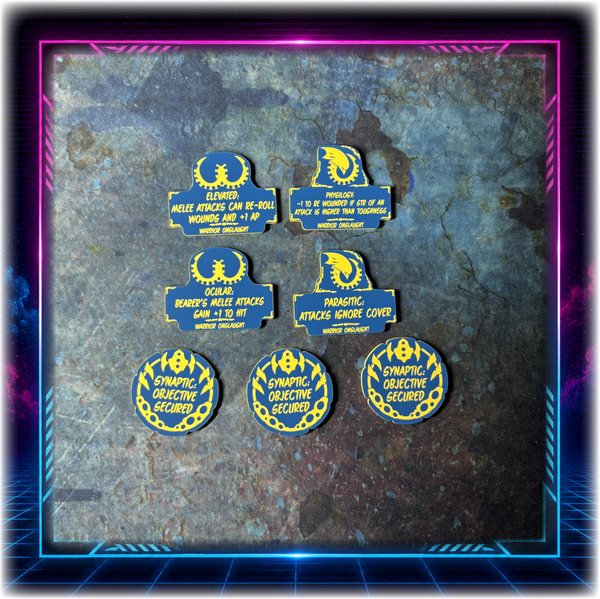 Alien Hives  - Warrior Onslaught Detachment - 11th ed Grimdark Edition Token Set