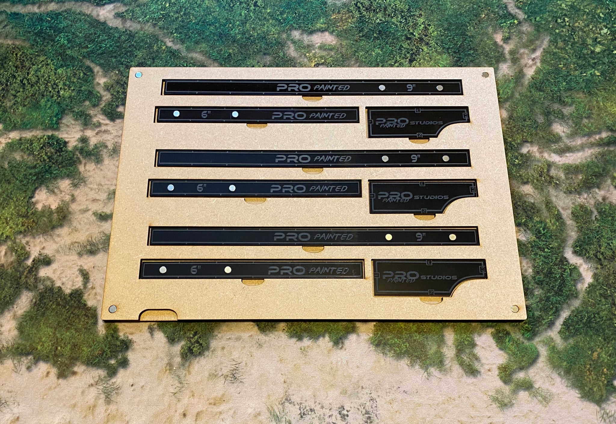 MDF Gaming Tray - 3x Movement Tools & 3x Magnetic Measuring Sticks Set