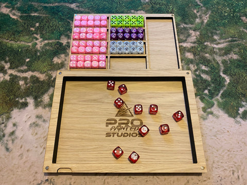 Dice Tray and Storage box - Magnetised Oak Veneer MDF